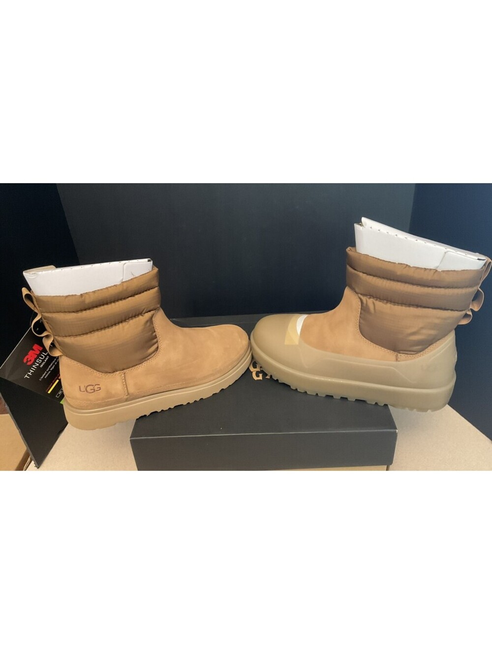 NEW! MENS UGG CLASSIC MINI MOD INSULATED BOOTS W/ SILICONE GUARD GALOSH. SIZE 12